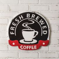 Rustic Metal Wall Sign for Freshly Brewed Coffee Rustic Metal Wall Sign for Freshly Brewed Coffee