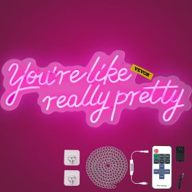 VEVOR You're Like Really Pretty Neon Sign, 27.5" x 12" Pink LED Neon Signs for Wall Decor, Large Lights Sign with Remote Control and Power Adapter