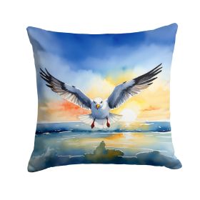 Gull Flying Low Throw Pillow Machine Washable, Indoor Outdoor Decorative Pillow for Couch, Bed or Patio, 18Hx18W