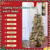 Pre-lit Christmas Artificial Tree 4-Piece Set, Garland, Wreath and Set of 2 Entrance Trees, X-mas with LED Lights, PVC Festival Celebration Set