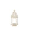 Rustic Small White Lantern with Distressed Finish