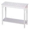 Handcrafted White Wooden Carved Table - Rustic Farmhouse Furniture