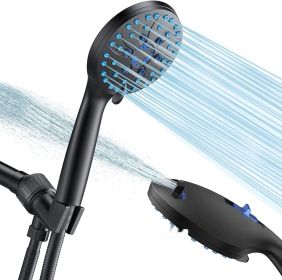 Handheld With 2 Gear Spray Gun 5 Gear Supercharged Shower (Option: Elegant Black-Shower Head And Hose)